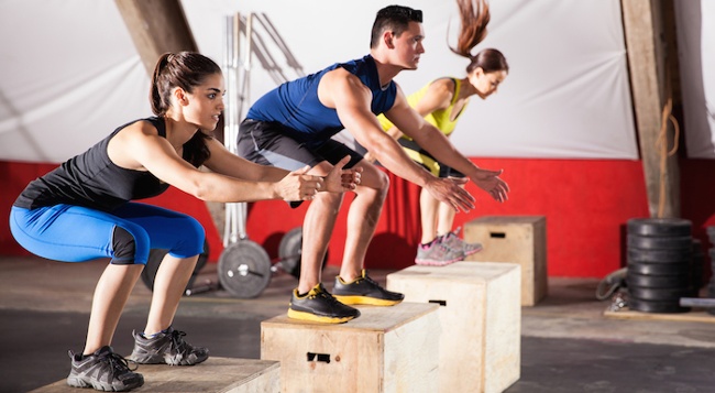 crossfit athletes working out